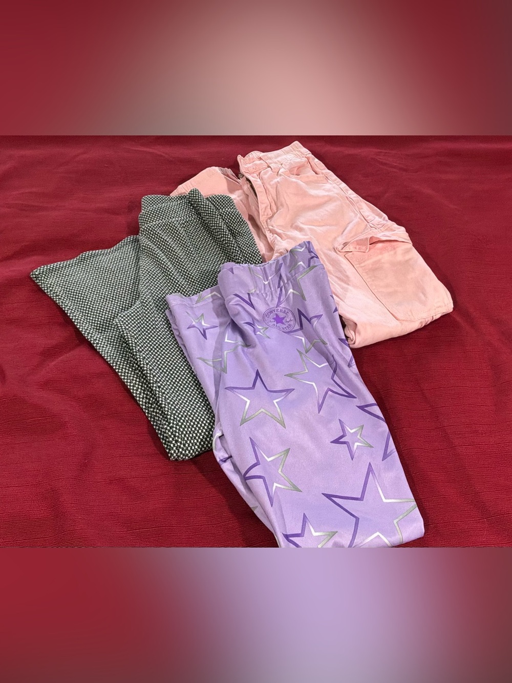 Converse Purple Star Print Leggings - Lavender & Silver Stars 3 pairs